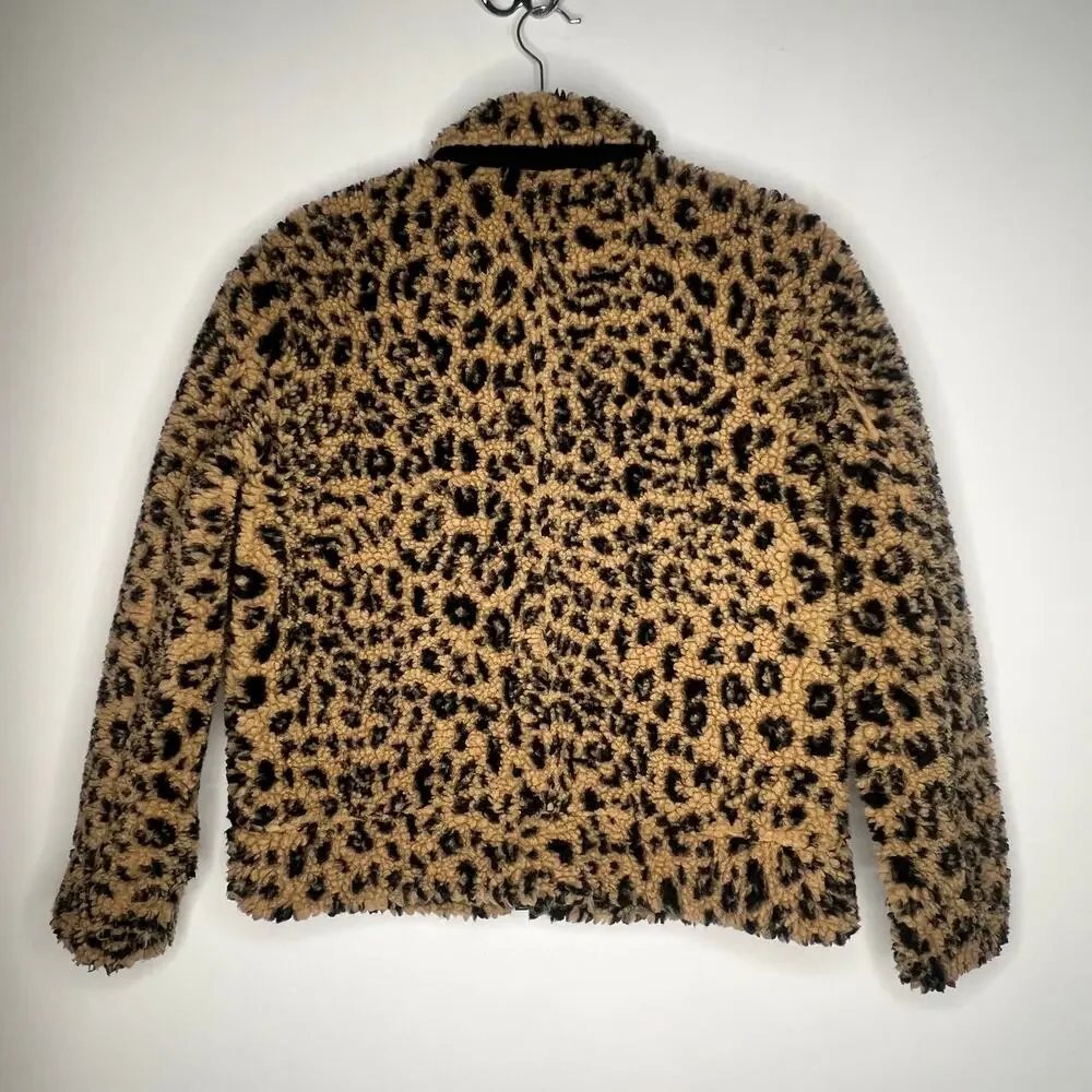Madewell Leopard Sherpa Bomber Jacket Size XS - Picture 8 of 9